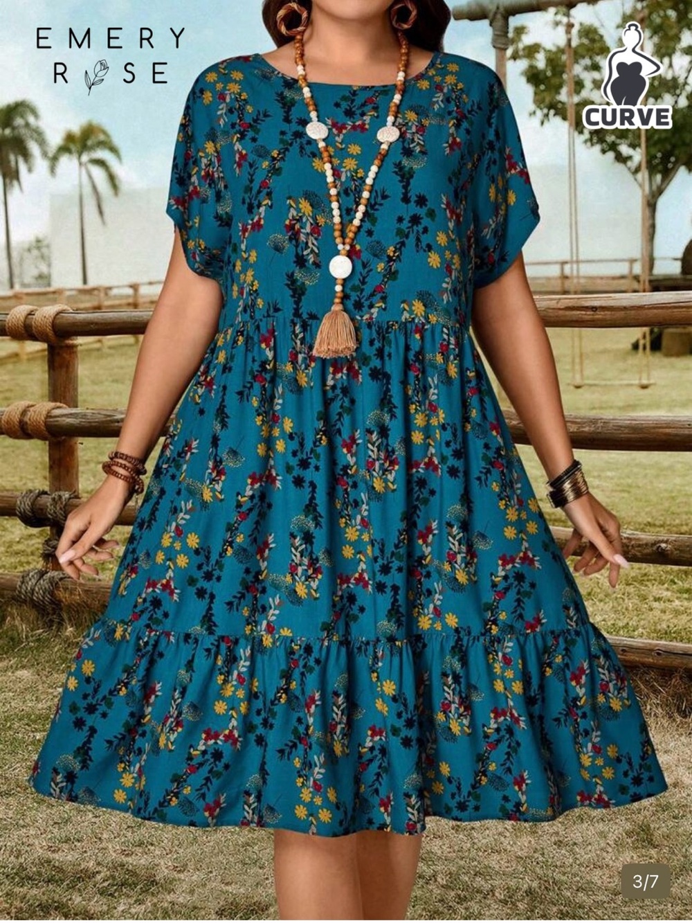 Teal Floral Curve Dress